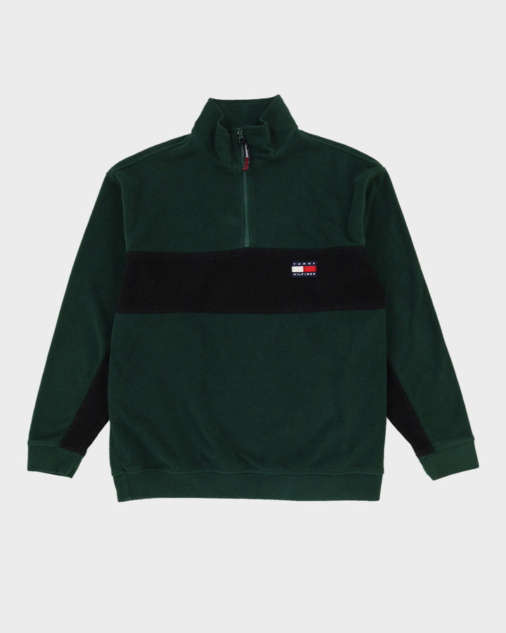 00s Tommy Hilfiger Green Quarter Zip Fleece - M