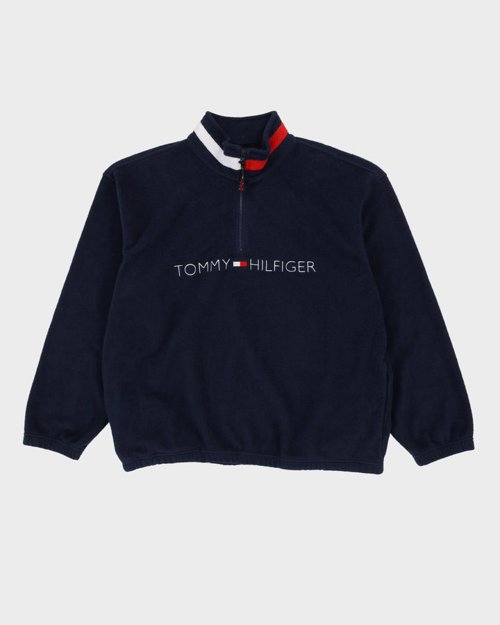 00s Tommy Hilfiger Blue Navy Quarter Zip Fleece - XL