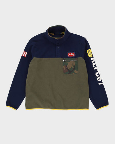 Ralph Lauren Blue / Green Quarter Zip Fleece - L