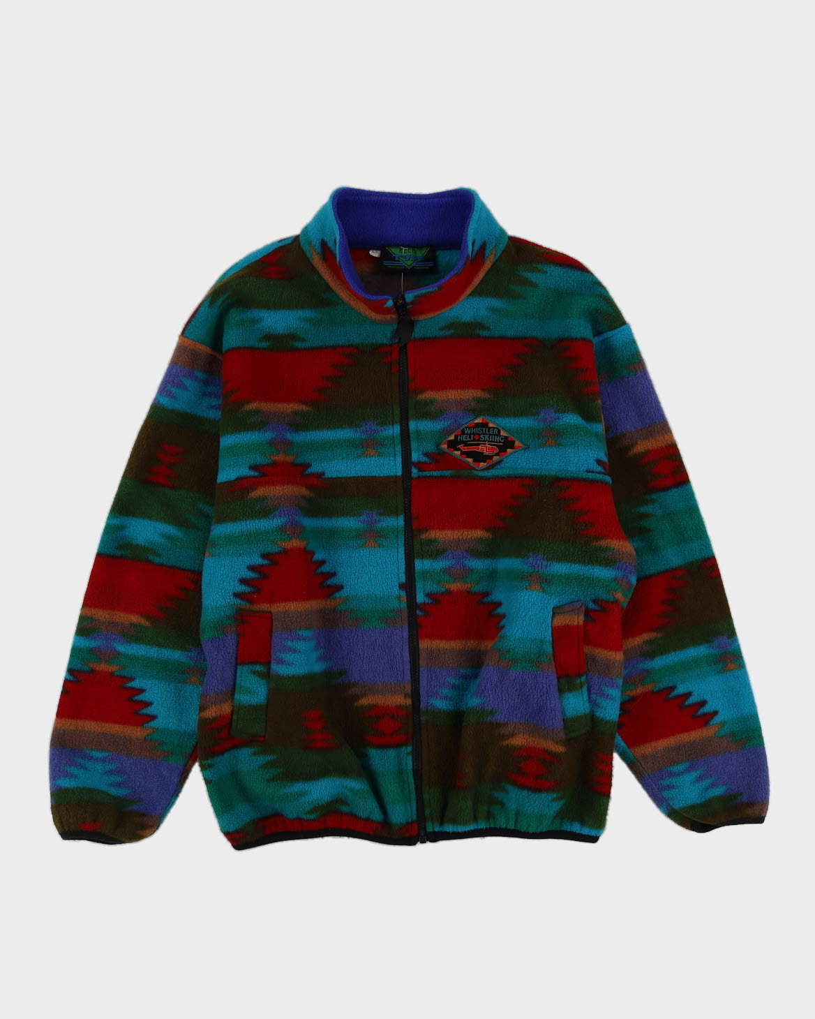 Vintage 90s Kelly Tuff Multicolour Full-Zip Fleece - L