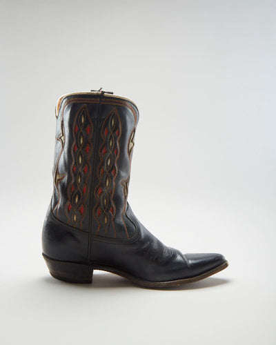 Vintage 40s Acme Boots Black Cowboy Boots - Mens UK 7
