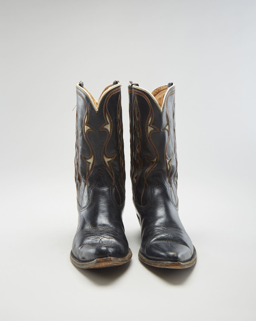Vintage 40s Acme Boots Black Cowboy Boots - Mens UK 7