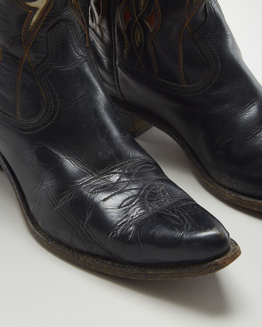 Vintage 40s Acme Boots Black Cowboy Boots - Mens UK 7