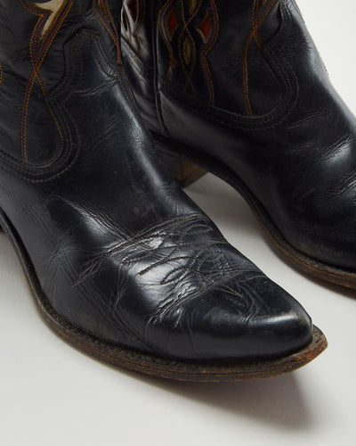 Vintage 40s Acme Boots Black Cowboy Boots - Mens UK 7