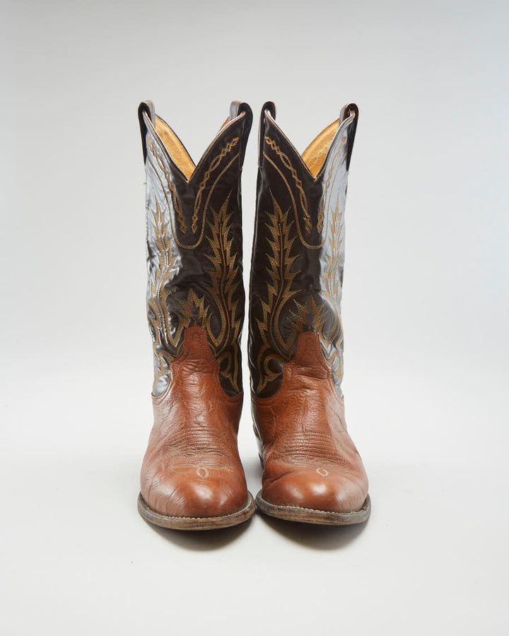 Vintage 90s Tony Lama Brown Cowboy Boots - Mens UK 6
