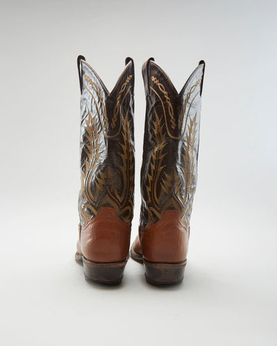 Vintage 90s Tony Lama Brown Cowboy Boots - Mens UK 6