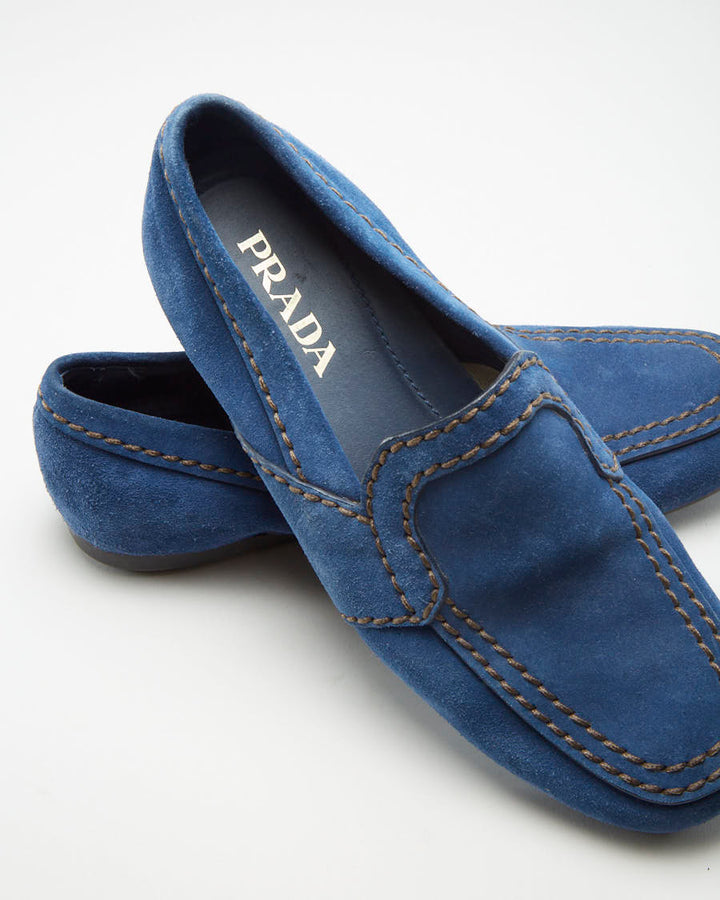 Mocassins Prada en Daim Bleu Taille Homme UK - Main Image