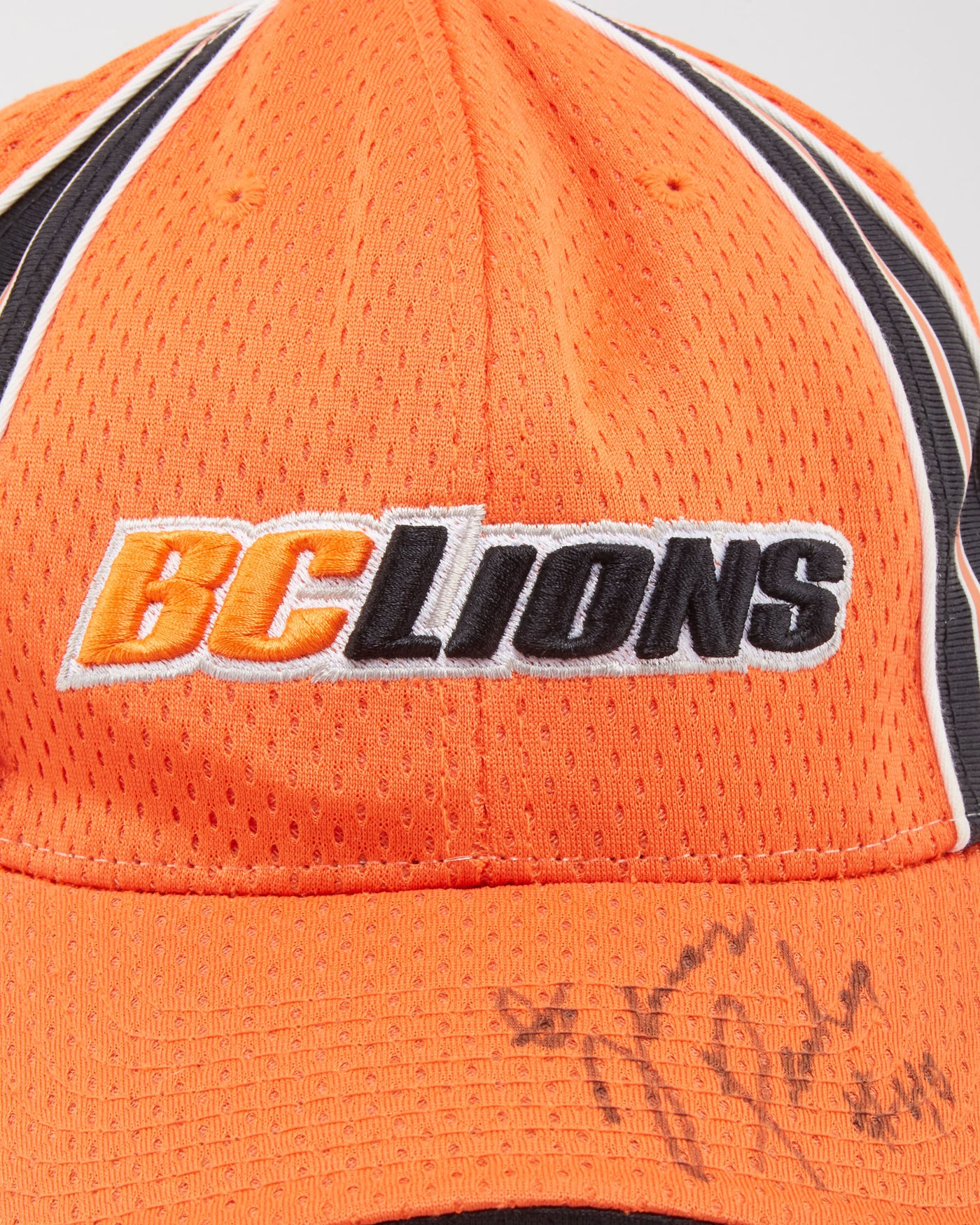 BC Lions CFL Signed Reebok Orange Flexi-Fit Hat