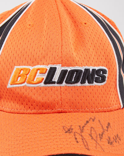 BC Lions CFL Signed Reebok Orange Flexi-Fit Hat