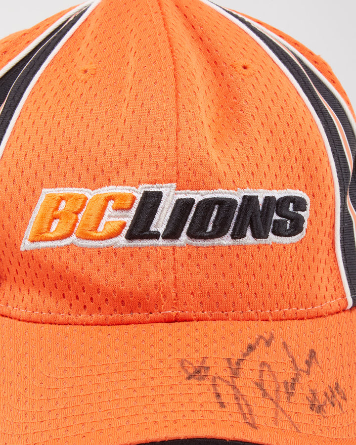 BC Lions CFL Signed Reebok Orange Flexi-Fit Hat