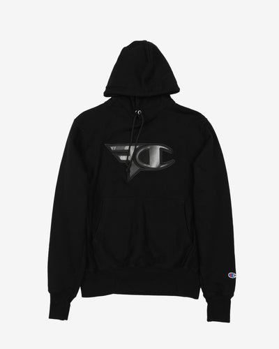 2000s FAZE Clan X Champion Reverse Weave Black Hoodie - S