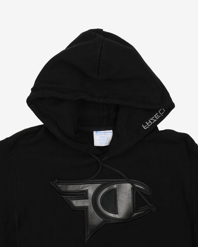 2000s FAZE Clan X Champion Reverse Weave Black Hoodie - S