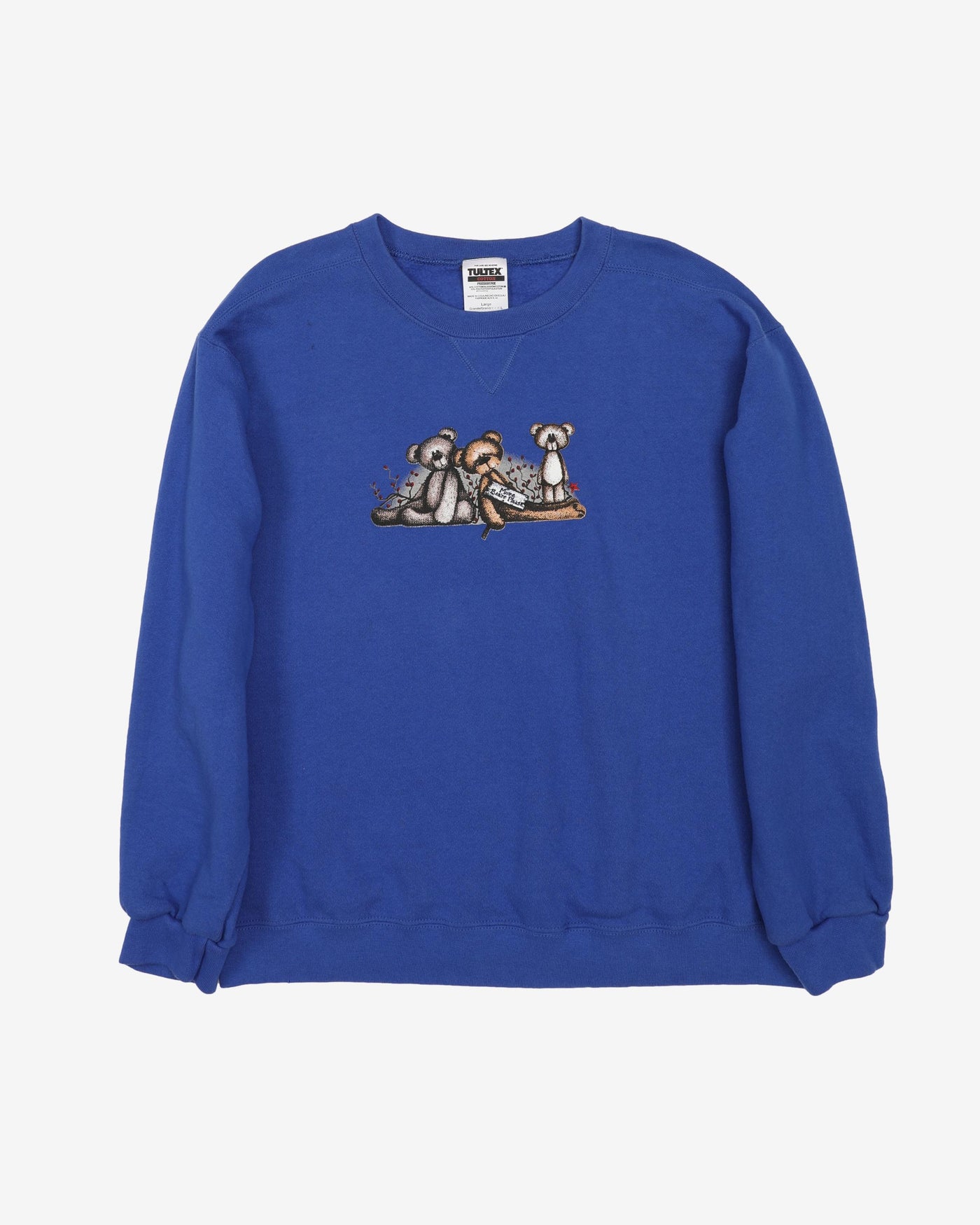Vintage 90s More Bears Please Royal Blue Tultex Sweatshirt - L