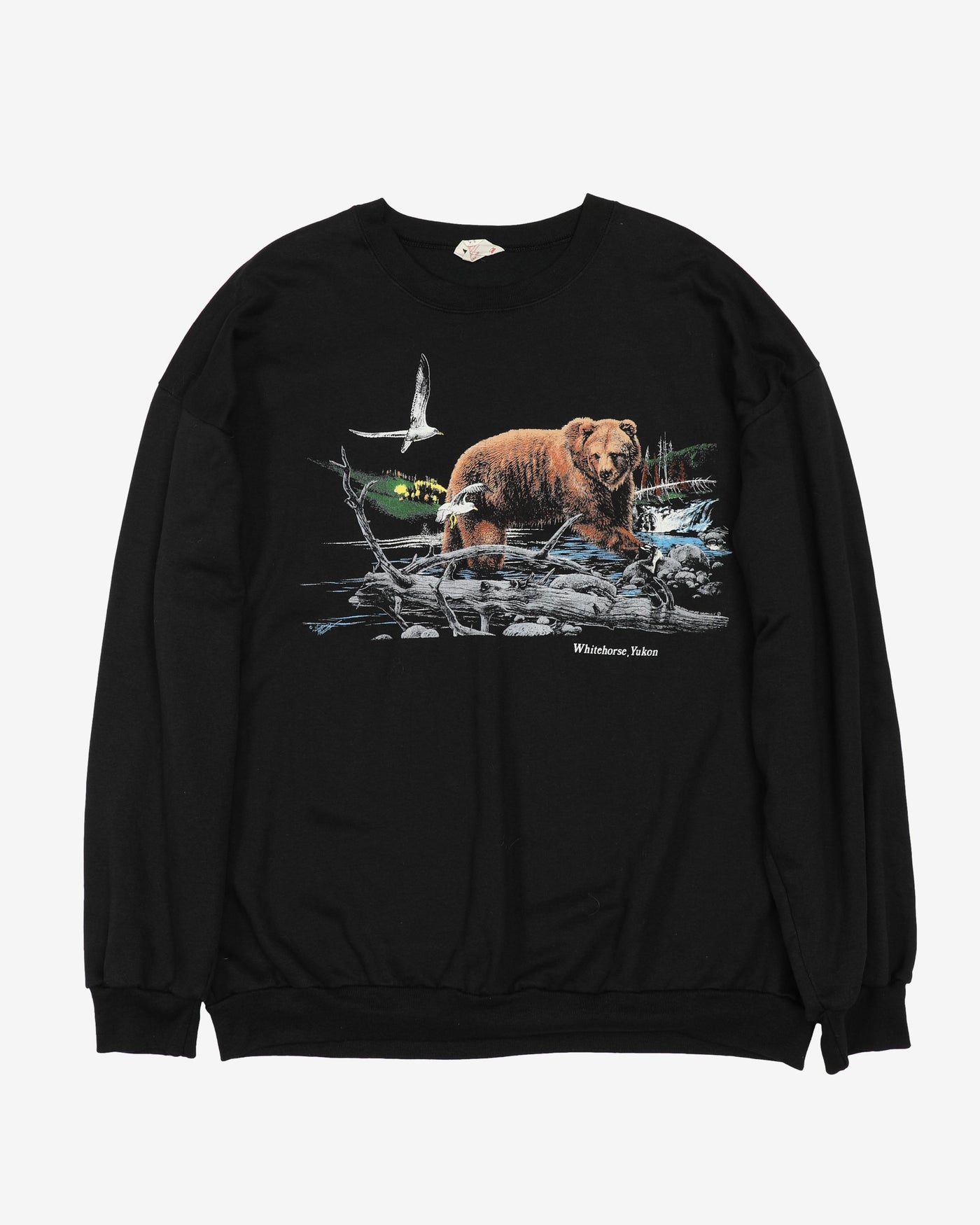 Vintage Yukon Bear Nature Graphic Black Sweatshirt - XL / XXL