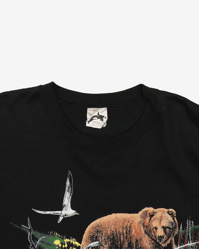 Vintage Yukon Bear Nature Graphic Black Sweatshirt - XL / XXL