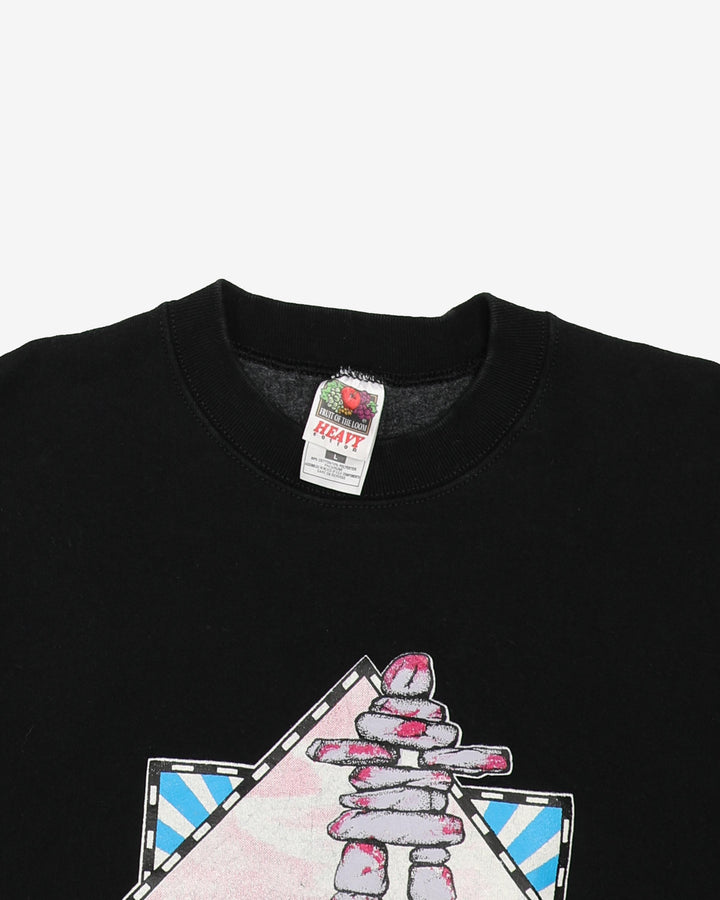 Vintage 90s Northwest Territories Polar Bear Nature Black Sweatshirt - L