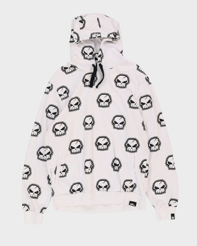 Skepta X No Fear White All Over Print Skull Hoodie - XL