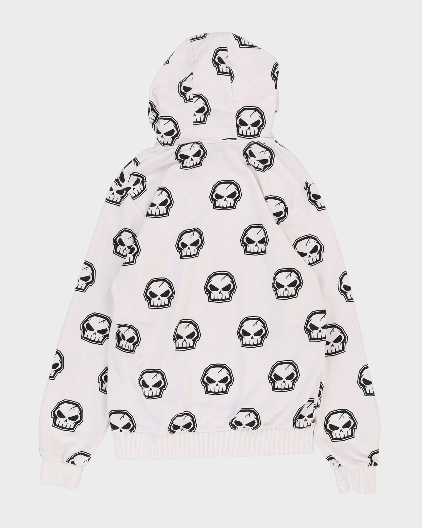 Skepta X No Fear White All Over Print Skull Hoodie - XL