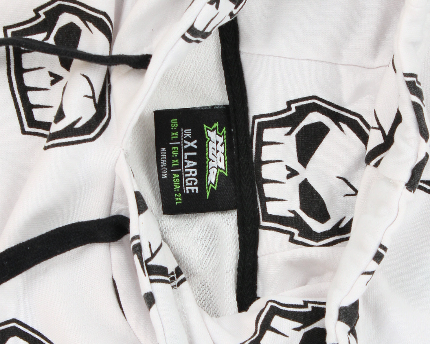 Skepta X No Fear White All Over Print Skull Hoodie - XL