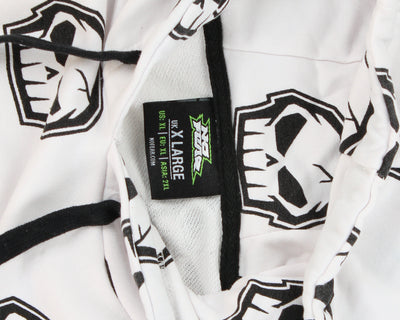 Skepta X No Fear White All Over Print Skull Hoodie - XL