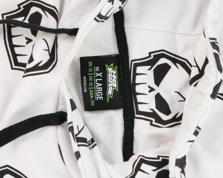 Skepta X No Fear White All Over Print Skull Hoodie - XL