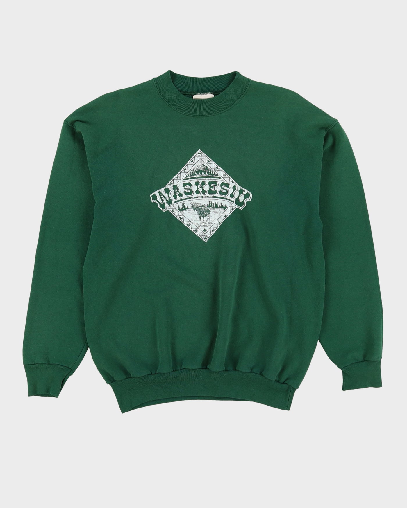 Vintage Early 90s Waskesiu National Park Green Sweatshirt - M