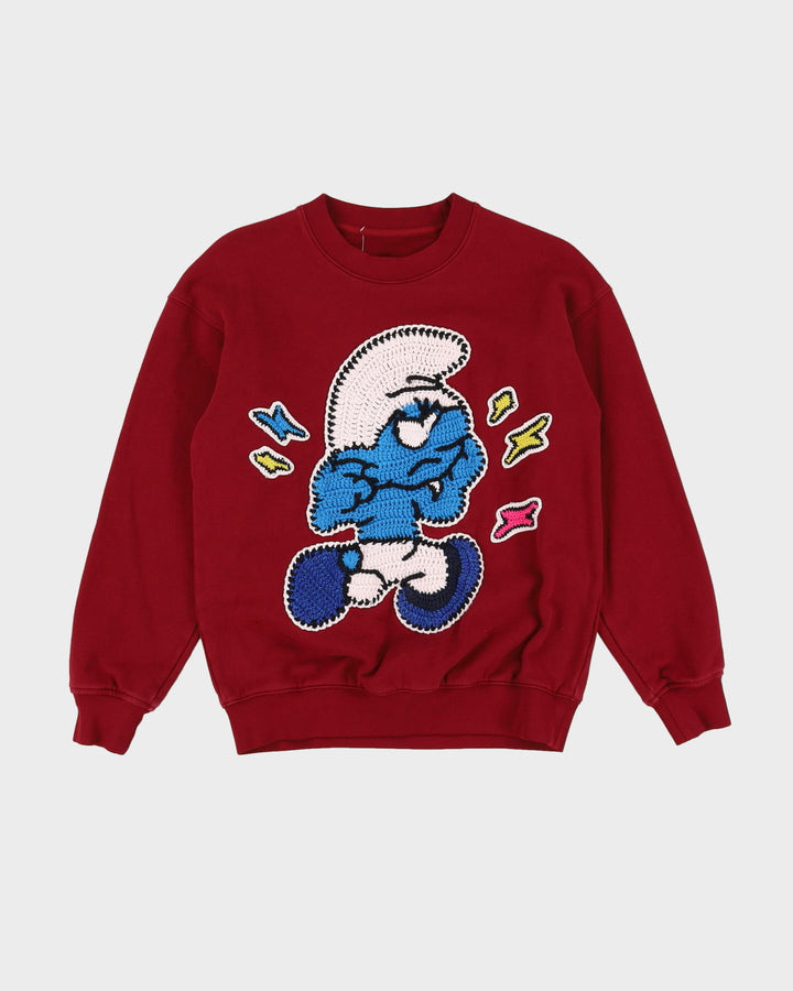 Vintage 90s Burgundy Smurf Sweatshirt - S