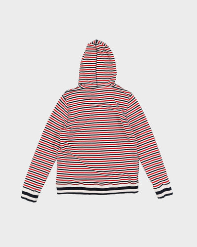 Tommy Hilfiger Red / Navy Striped Hooded Zip-Up Sweatshirt - M