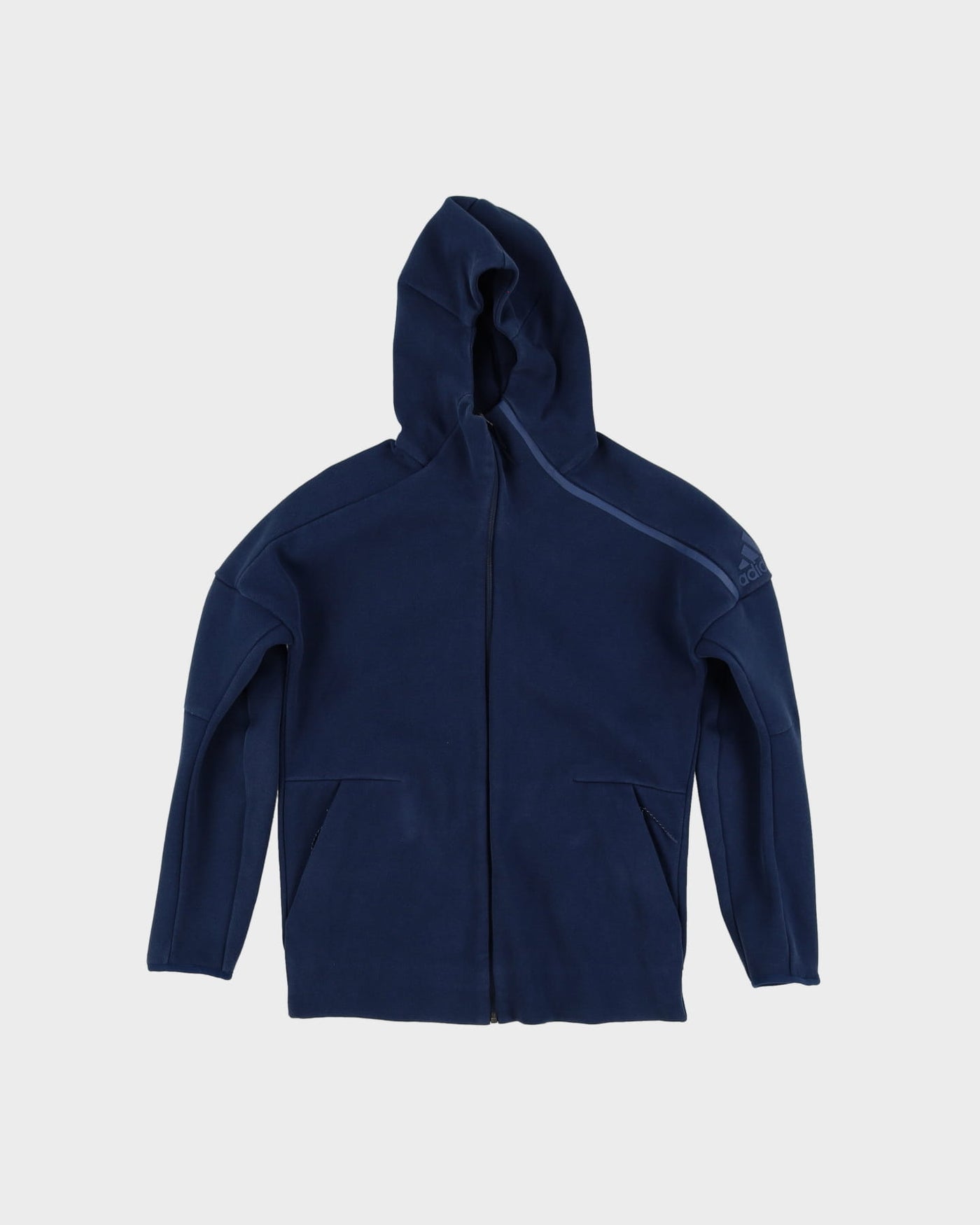Adidas Blue / Navy Hooded Zip-Up Sweatshirt - L
