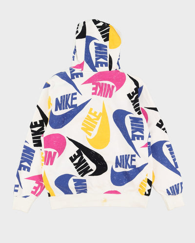 Nike Multi Coloured All Over Print Logo Hoodie - L