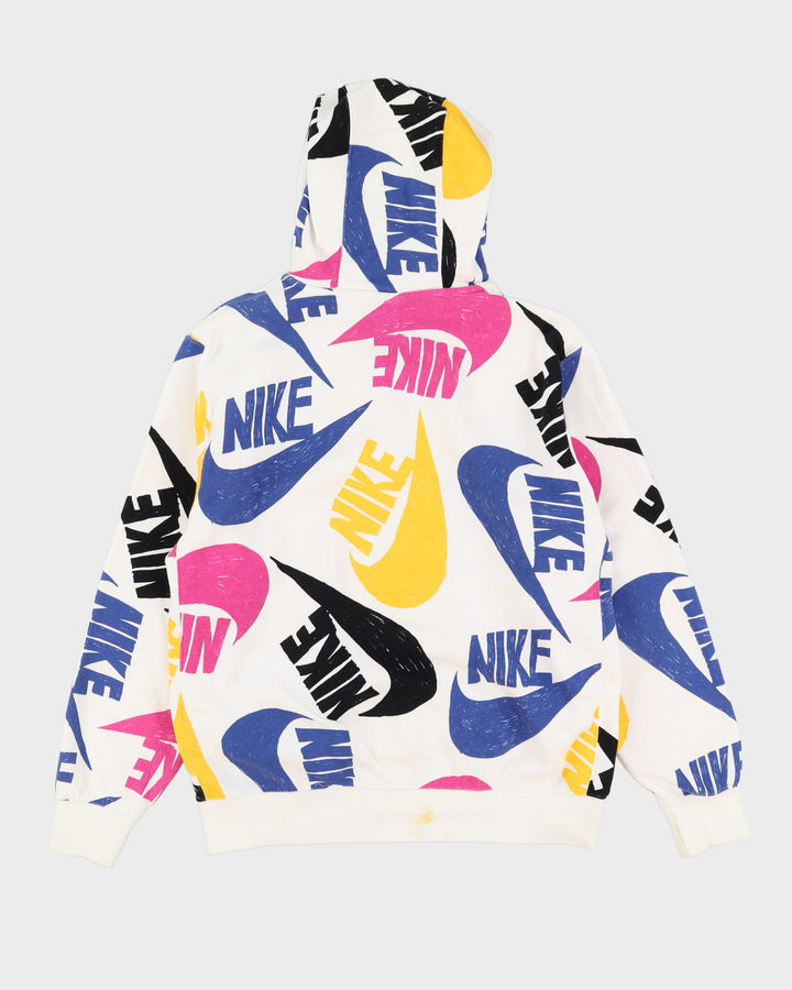 Nike Multi Coloured All Over Print Logo Hoodie - L