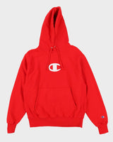 Champion Red Reverse Weave Embroidered Hoodie - M