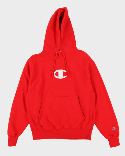 Champion Red Reverse Weave Embroidered Hoodie - M