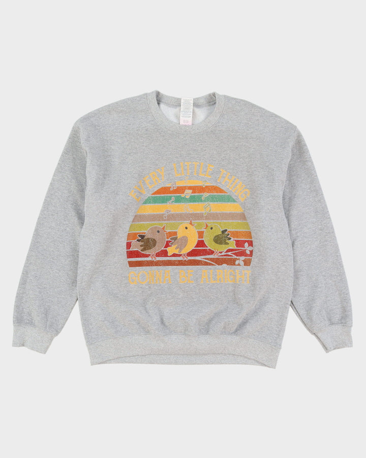 Bob Marley Three Little Birds Every Little Thing Is Gonna Be Alright Grey Sweatshirt - L