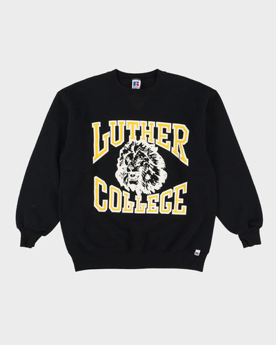 90s Luther College Russell Athletic Black / Yellow Sweatshirt - XL