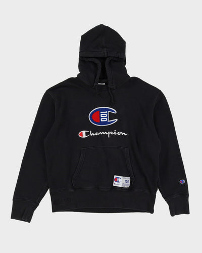 Champion 100 Towel Logo Black Hoodie - L