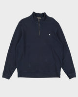 Burberry Navy Quarter-Zip Sweatshirt - XXL
