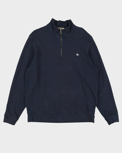 Burberry Navy Quarter-Zip Sweatshirt - XXL