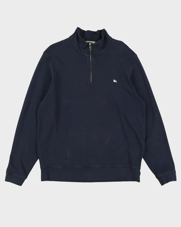 Burberry Navy Quarter-Zip Sweatshirt - XXL