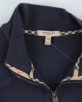 Burberry Navy Quarter-Zip Sweatshirt - XXL