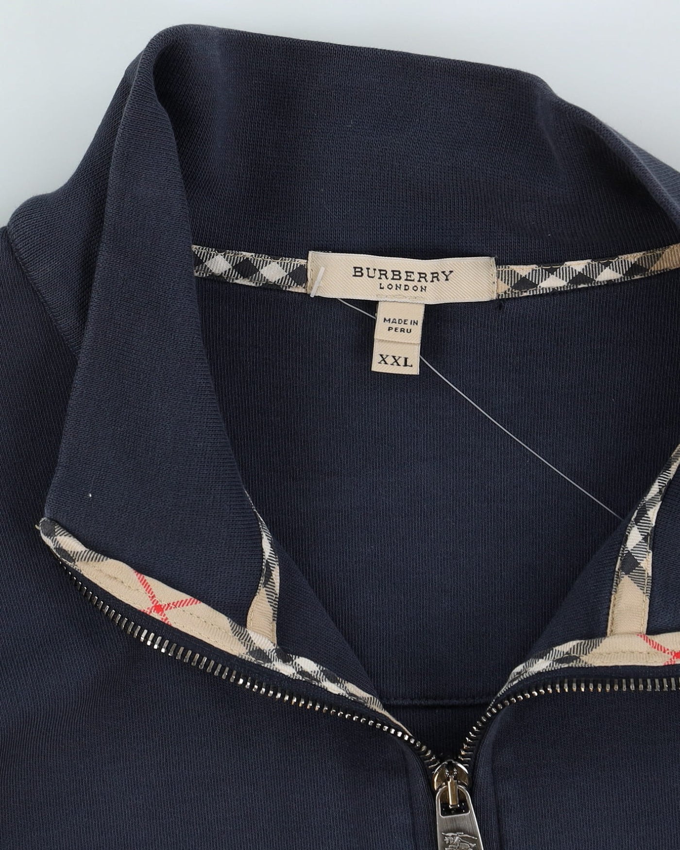 Burberry Navy Quarter-Zip Sweatshirt - XXL