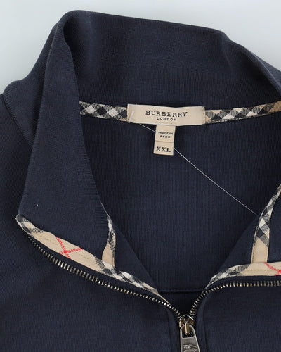 Burberry Navy Quarter-Zip Sweatshirt - XXL
