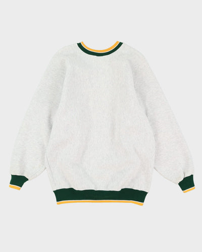 90s NFL Green Bay Packers Embroidered Patches Spell Out Sweatshirt - XL