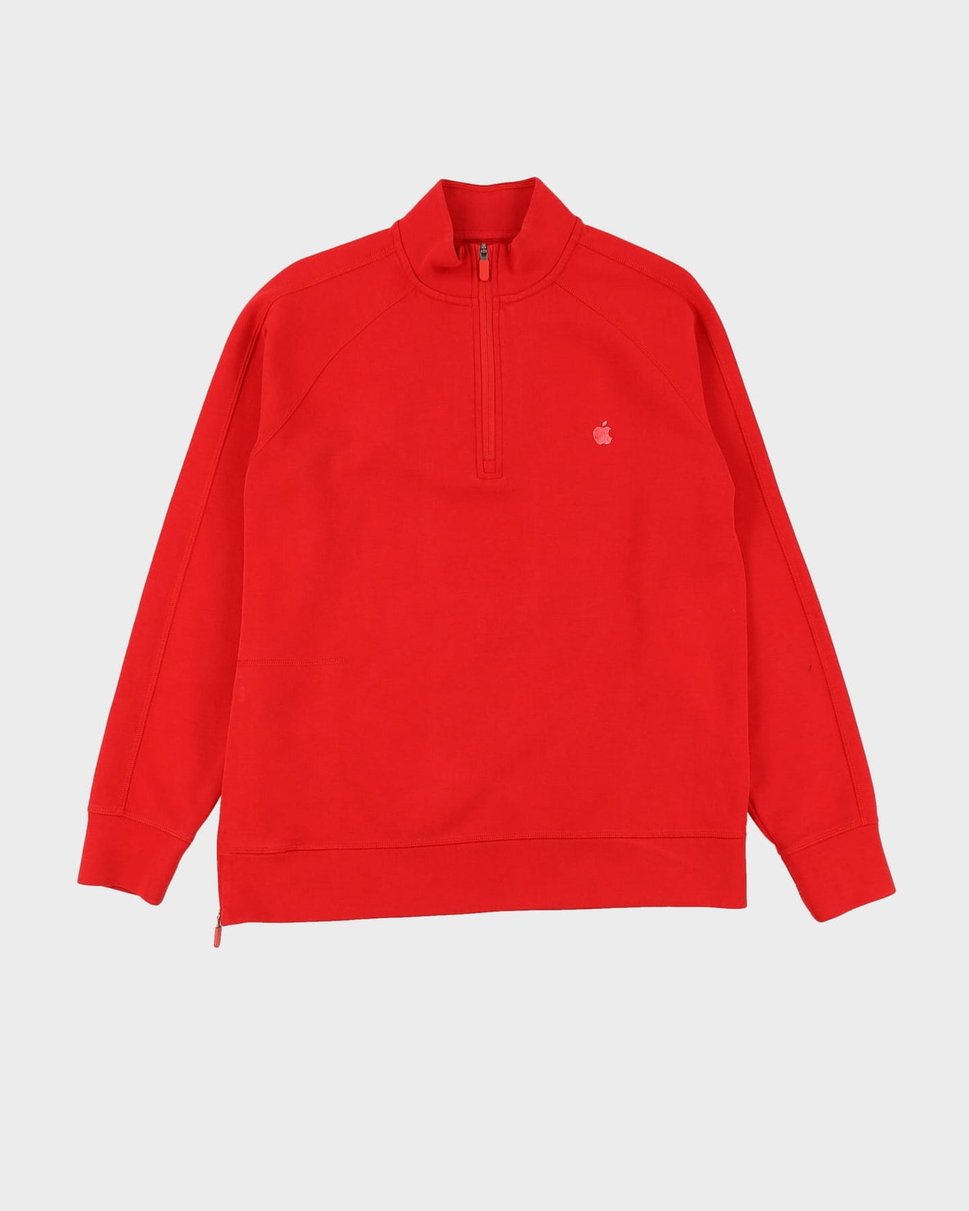 Apple Red Embroidered Logo Quartier-Zip Sweatshirt - M