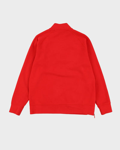 Apple Red Embroidered Logo Quartier-Zip Sweatshirt - M