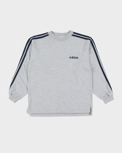 Vintage 90s Adidas Grey / Navy Detailed Sweatshirt - M