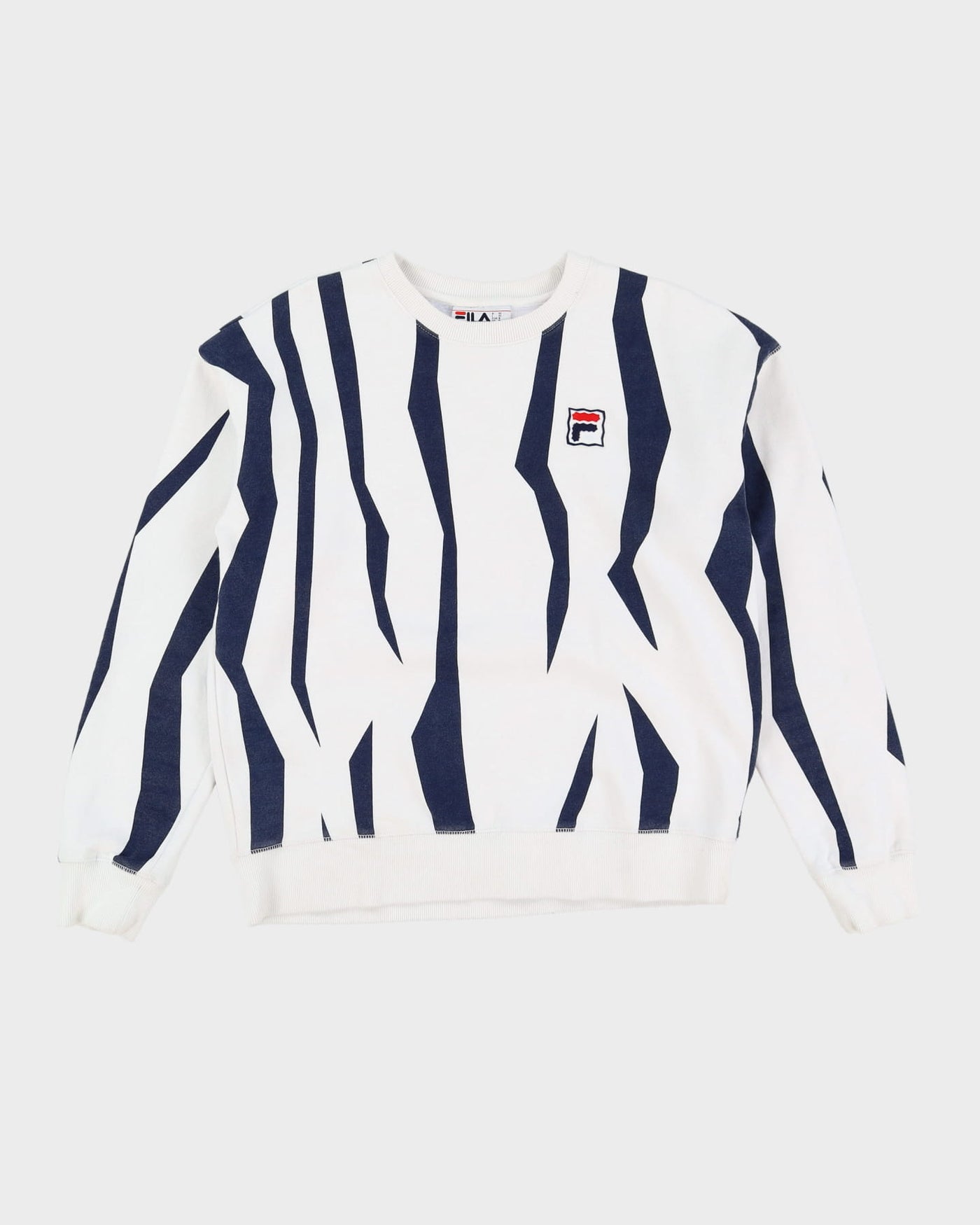 Vintage 90s FILA Navy / White Patterned Sweatshirt - M