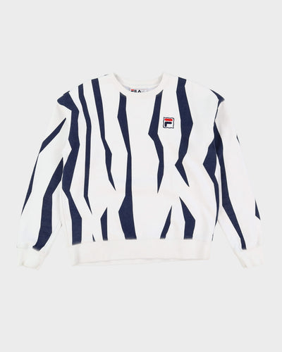 Vintage 90s FILA Navy / White Patterned Sweatshirt - M