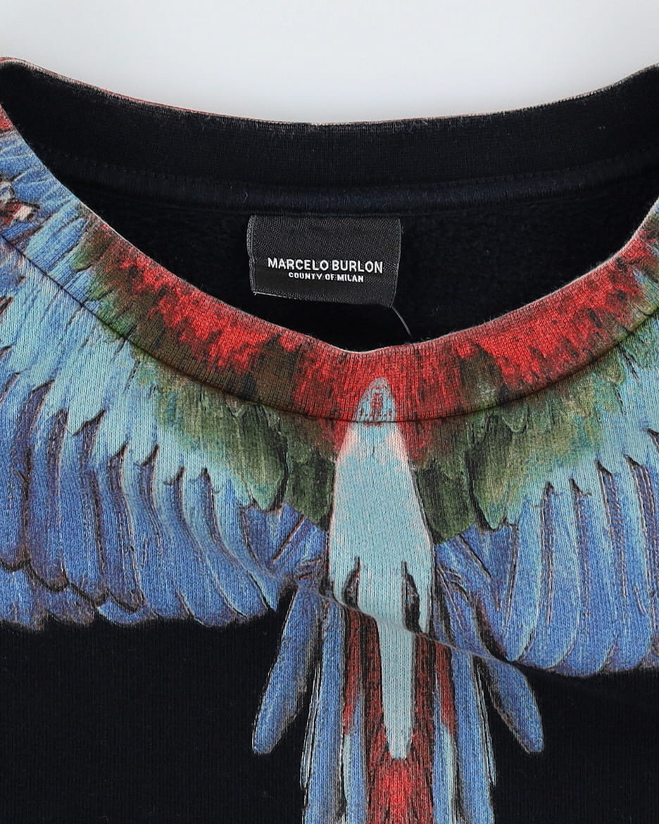Vintage Marcelo Burlon Black Bird Patterned Sweatshirt - M