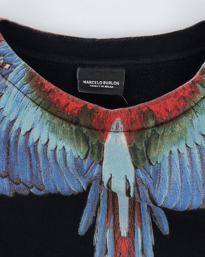 Vintage Marcelo Burlon Black Bird Patterned Sweatshirt - M